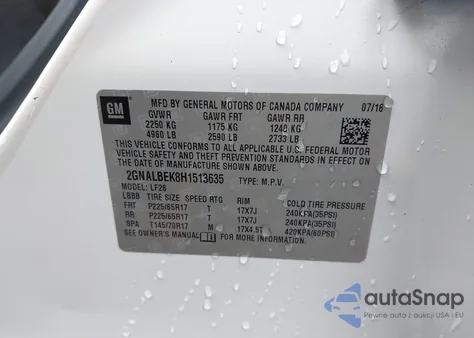 2017 Chevrolet Equinox Ls from USA, damaged, VIN 2GNALBEK8H1513635